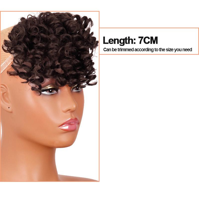 MISS WIG Edge Wig Ladies Synthetic Artificial Short Hairpin Bangs Hair Extension Piece Weird Curly Natural Hair Extension