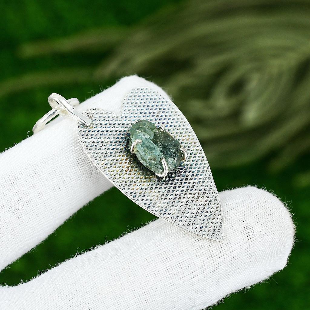 Friendship Day Sale Sterling Silver Apatite Rough Gemstone Wife Pendant Jewelry