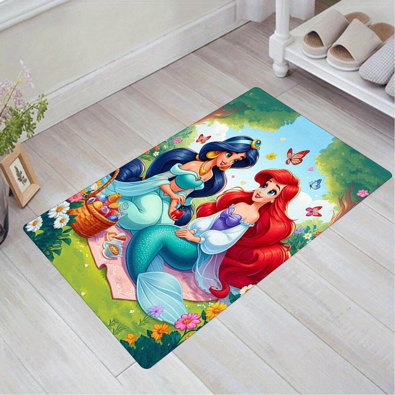 1pc Princess Pattern Area Rug Soft Flannel Floor Mat for Living Room,Office,Bedroom and Carpet