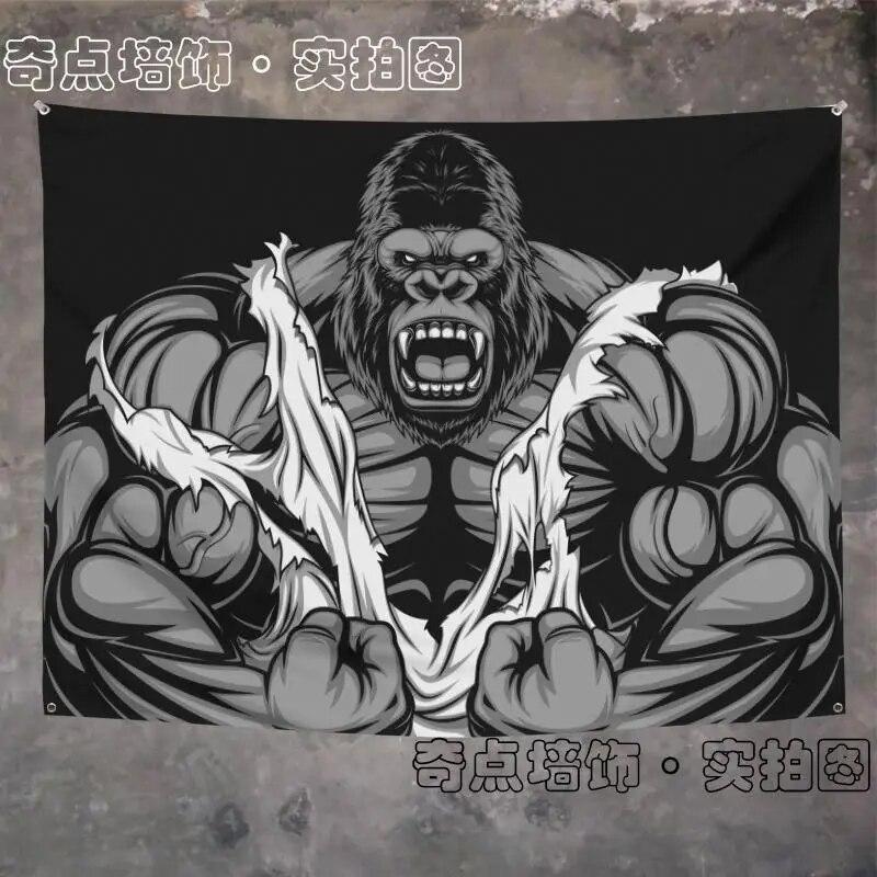 Орангутанг носорог животное фитнес гобелен настенный мачо фон ткань гостиная кровать — фото 4