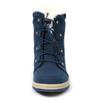 Akiriko Women's Short Snow Boots, All-Weather, 4-Hour Waterproof, Boa Cuff, Elastic Laces, Grip Sole, Navy, Size 22cm