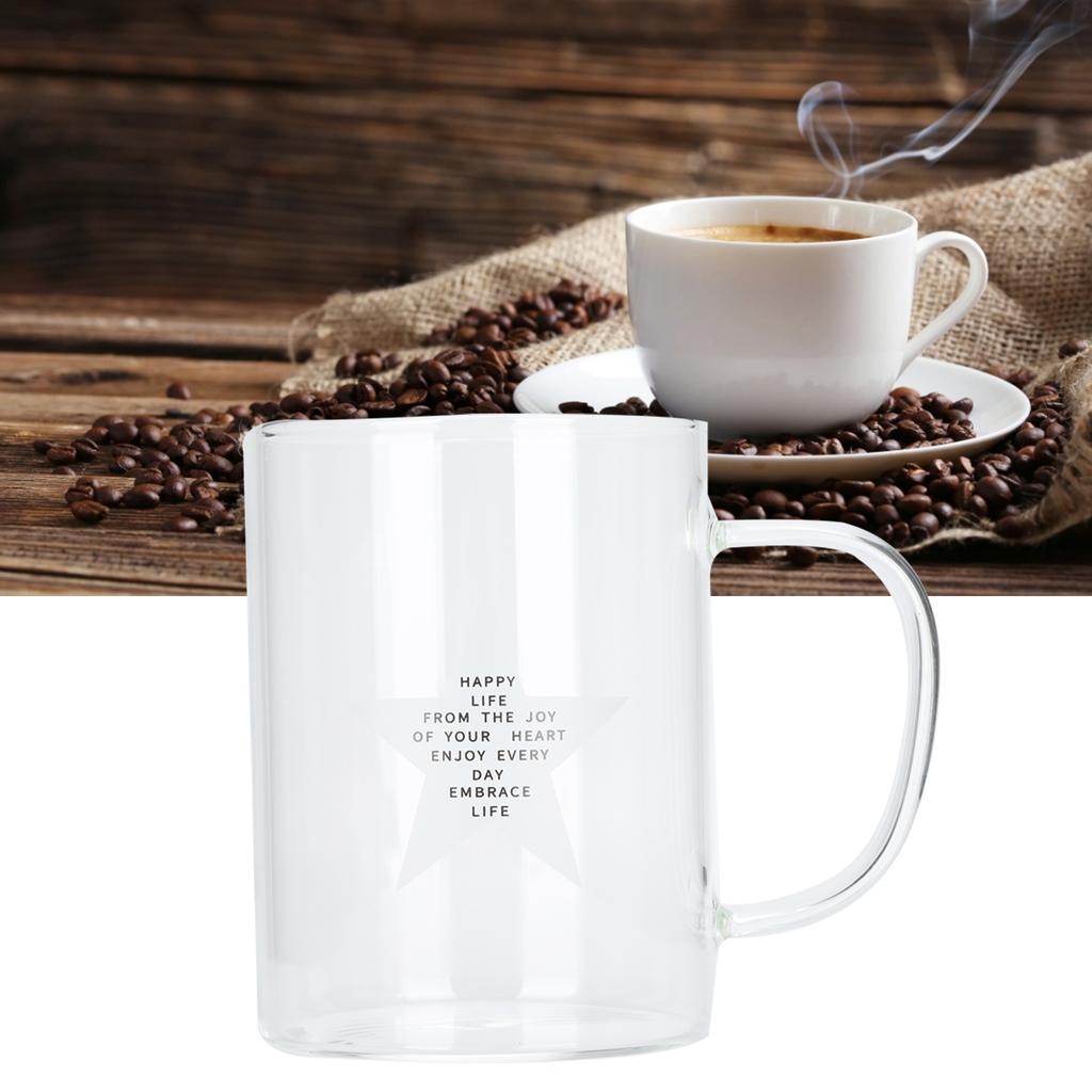350ml Transparent Milk Cup Coffee Mug Tea Glass Drinkware with Handle for Kitchen Supplies(Five Pointed Star )