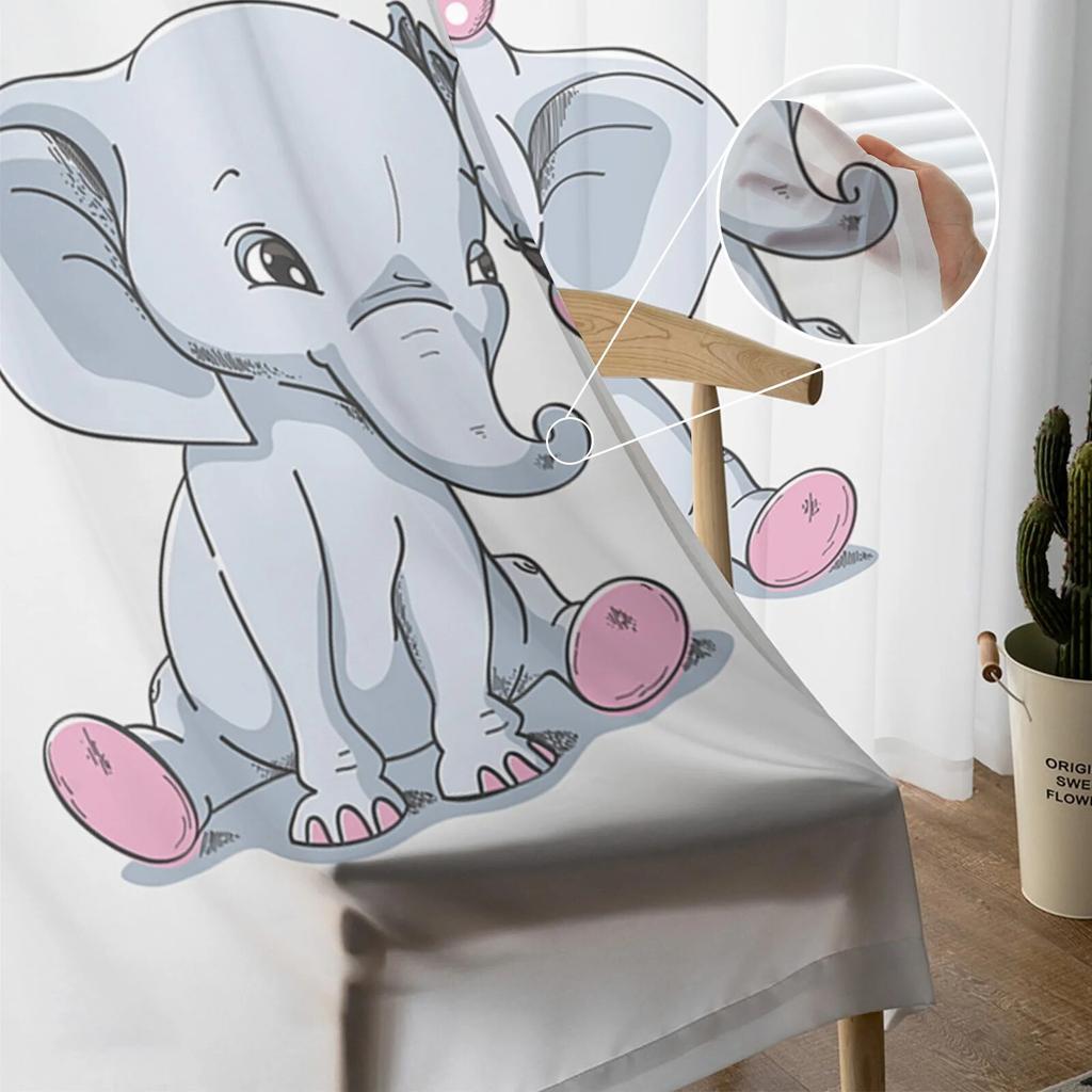 Sweet Baby Elephant Zasłony Okna Salon Tiulowe Zasłony Wystrój Kuchni Dzieci Pokój Zasłony Okna Leczenie