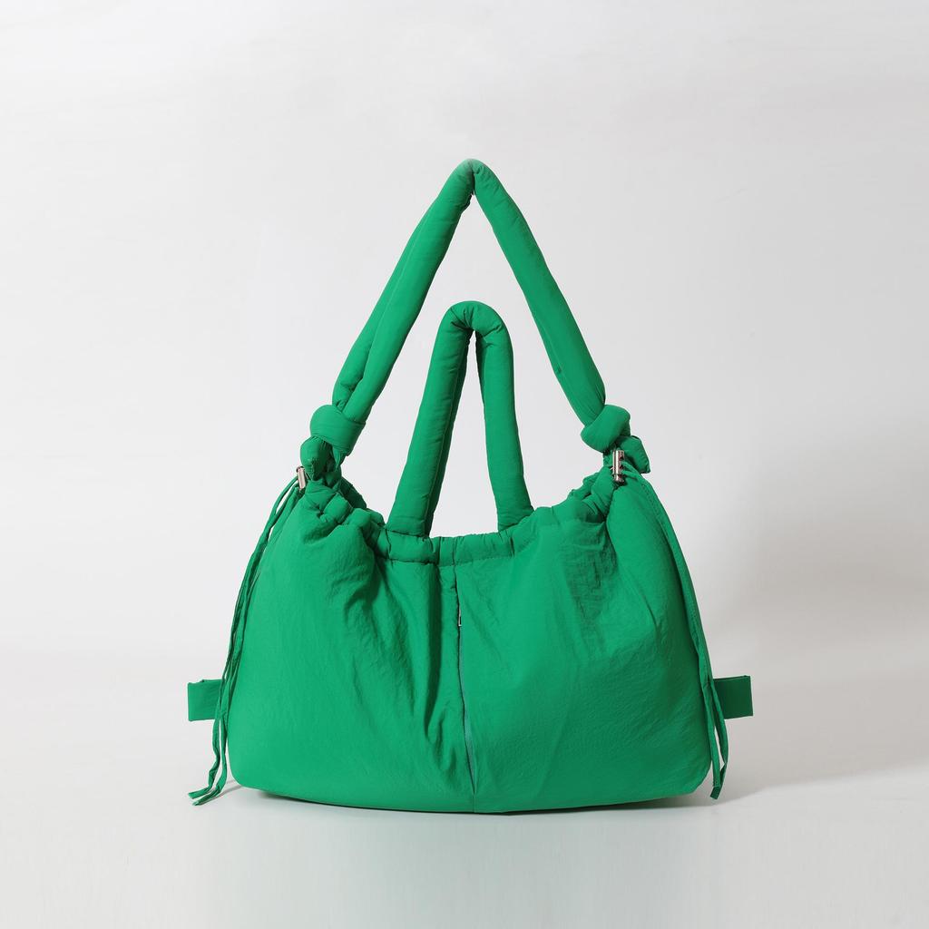 Women's Puffy Drawstring Shoulder Bag: Large Capacity Down-Filled Nylon Crossbody Cloud Bag