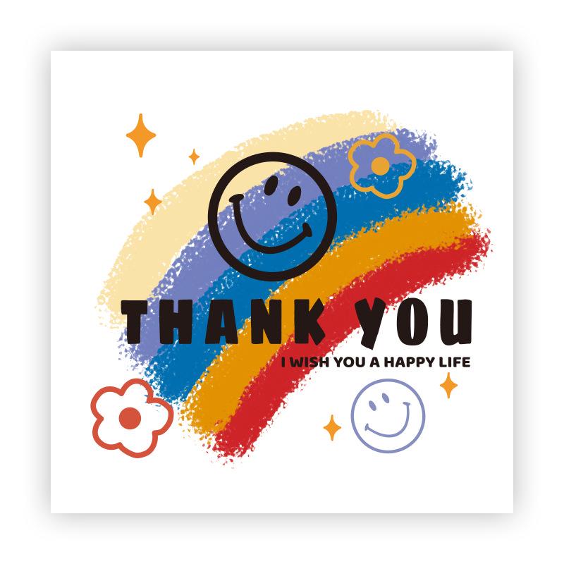 Cartoon Thank You Card Square - Handwritten Festival Greeting Card Gift Packaging Decoration