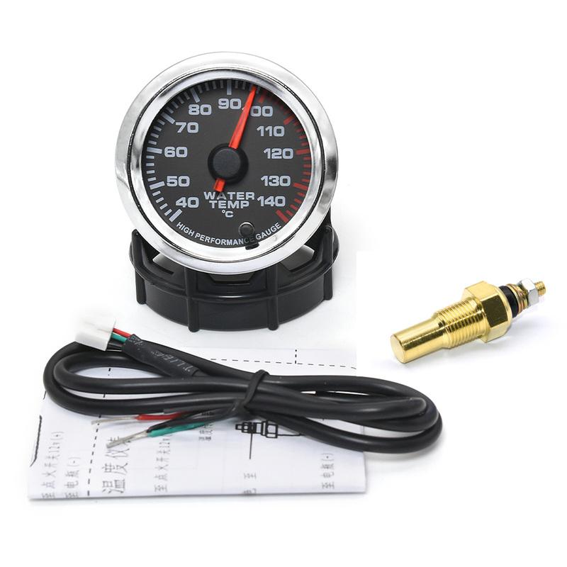 52MM Water Temperature Gauge 40-140 Celsius Car Water Temp Joint Pipe Sensor Adapter 1/8NPT Temperature Indicator for Car