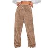 Women's Fashionable Relaxed-Fit Trousers Sporty Fleece-Lined Solid-Colour Cuffed Trousers