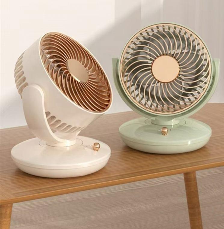 Studio Apartment Elegant Gold Rim Mini Table Fan Quiet Operation Adjustable Tilt Air Circulator Handheld Mini Fan