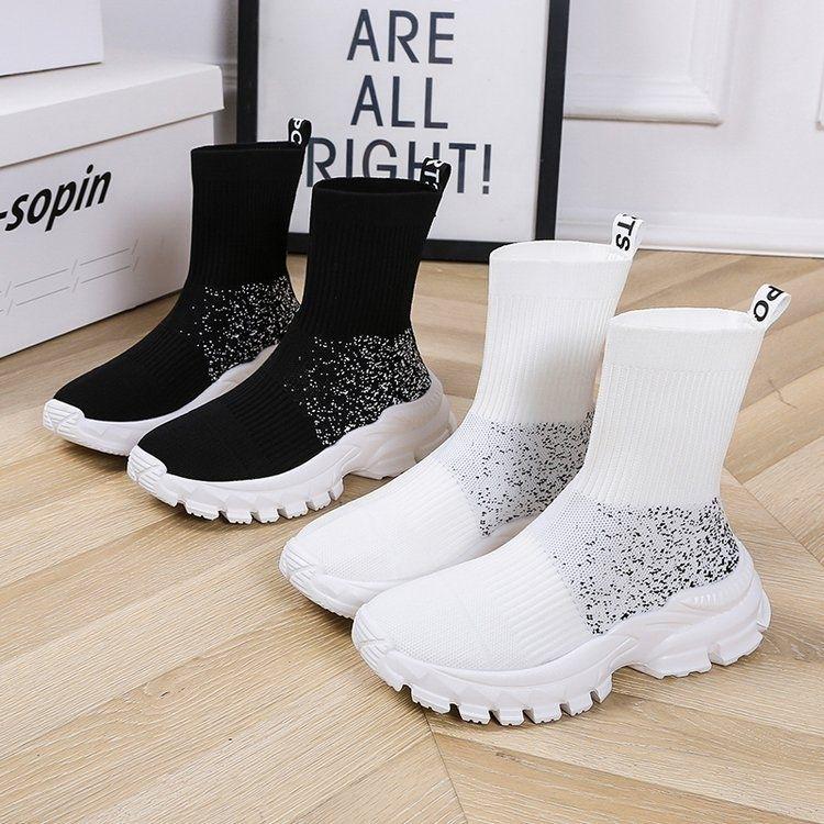 Women's Trendy High-Top Sock Boots - Versatile Casual Sports Fashion for 2025 Spring & Autumn.