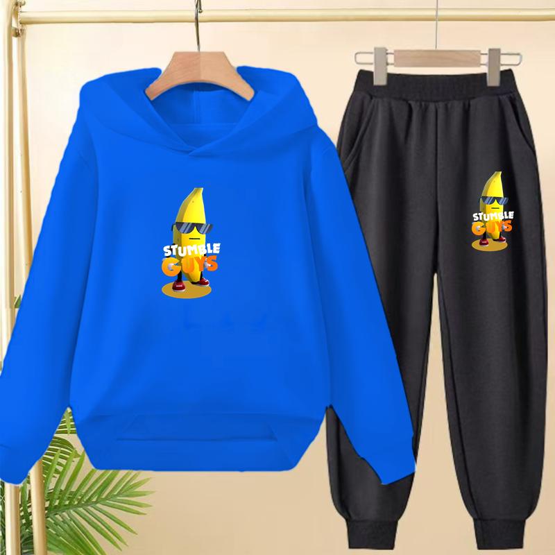Felpa con cappuccio per bambini 3-12 anni Stampa Anime GUYS Cappotto Affascinante Felpa+Pantaloni Bambini Ragazze Neonato Set Trendy per il Tempo Libero