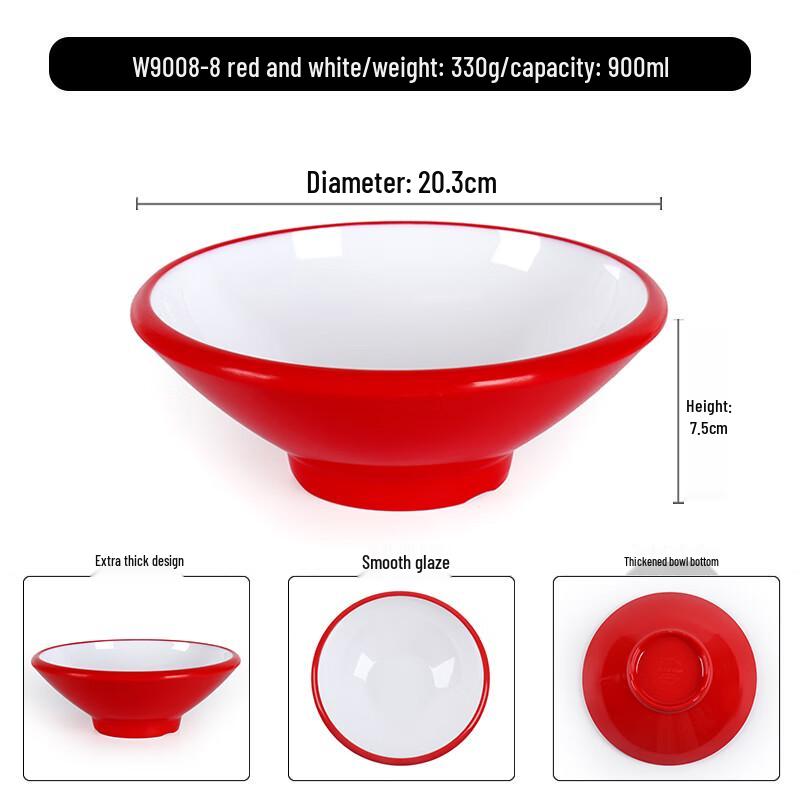 Commercial Two-Tone Melamine Conical Noodle Bowl