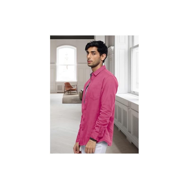 Pinkmint Casual Shirt for Men Stylish Mens Shirt Soild Regular Fit Long Sleeve Formal Wear Aqua Blue
