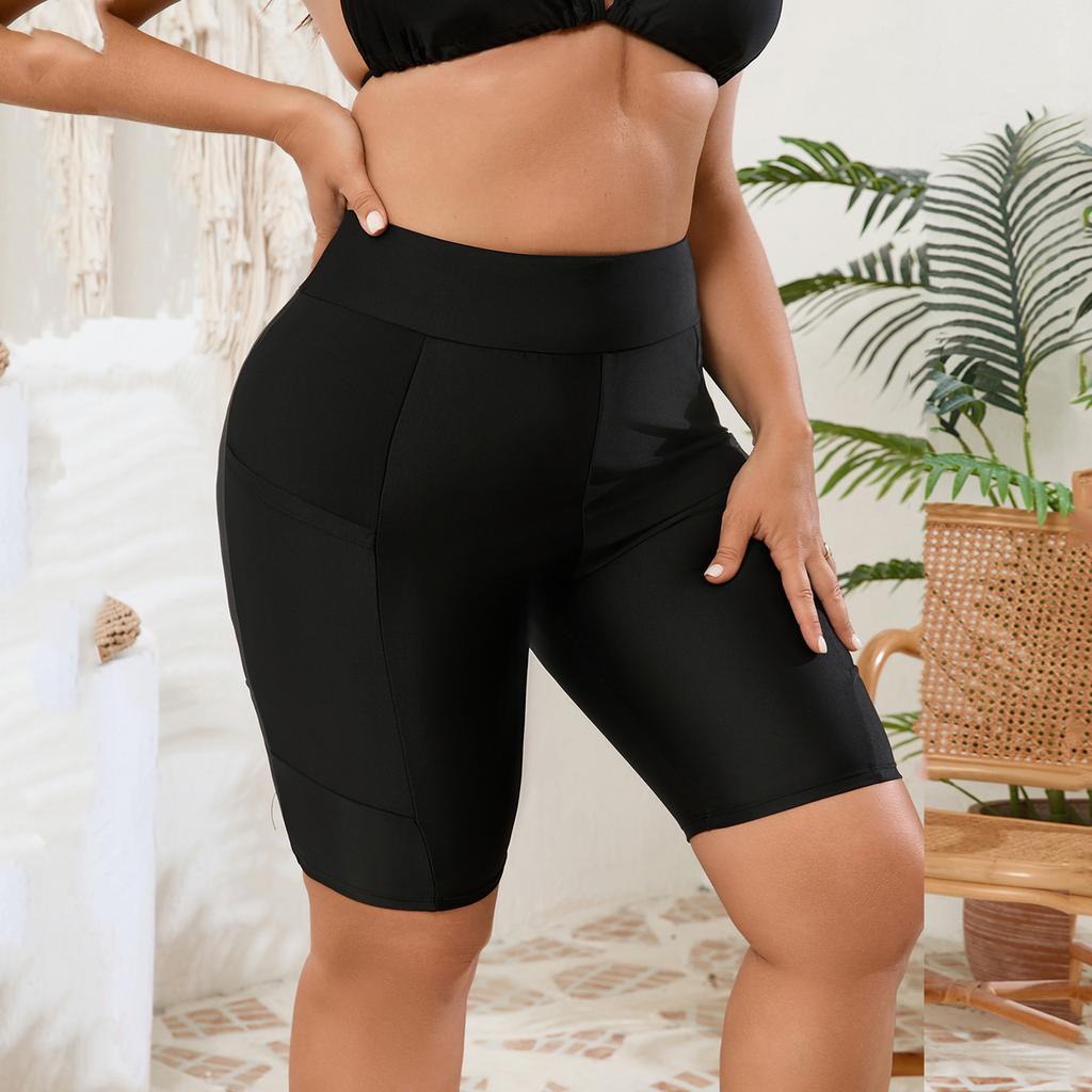 Dam Badbyxor Plus Size Hög Midja Shorts Badkläder