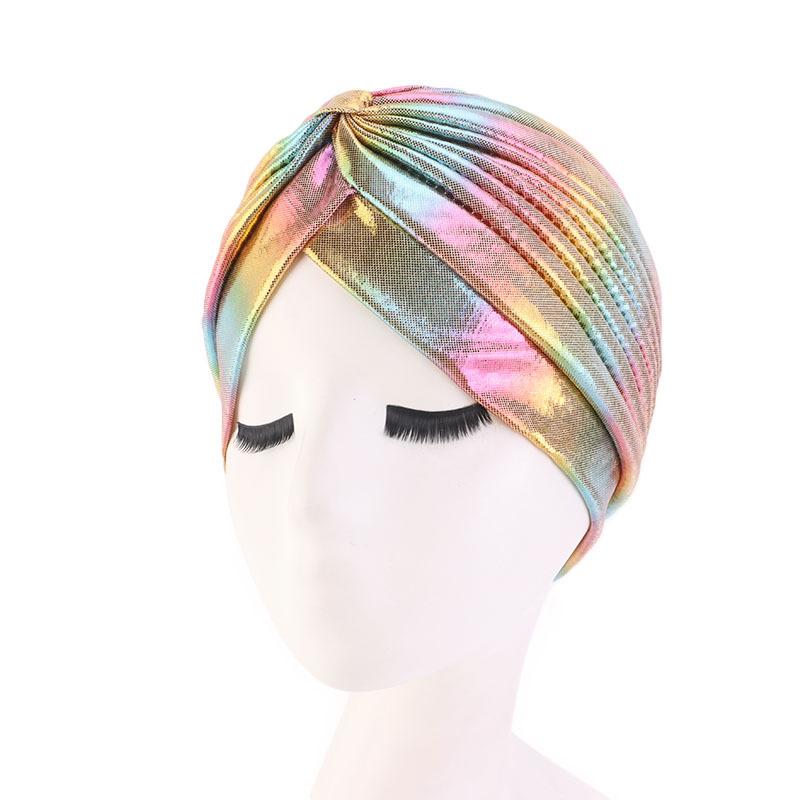 New Colorful Women Muslim Hijab Inner Hijab Caps Laser Silky  Cross Turban Headband Headwrap Women Muslim Hijab Scarf Headscarf