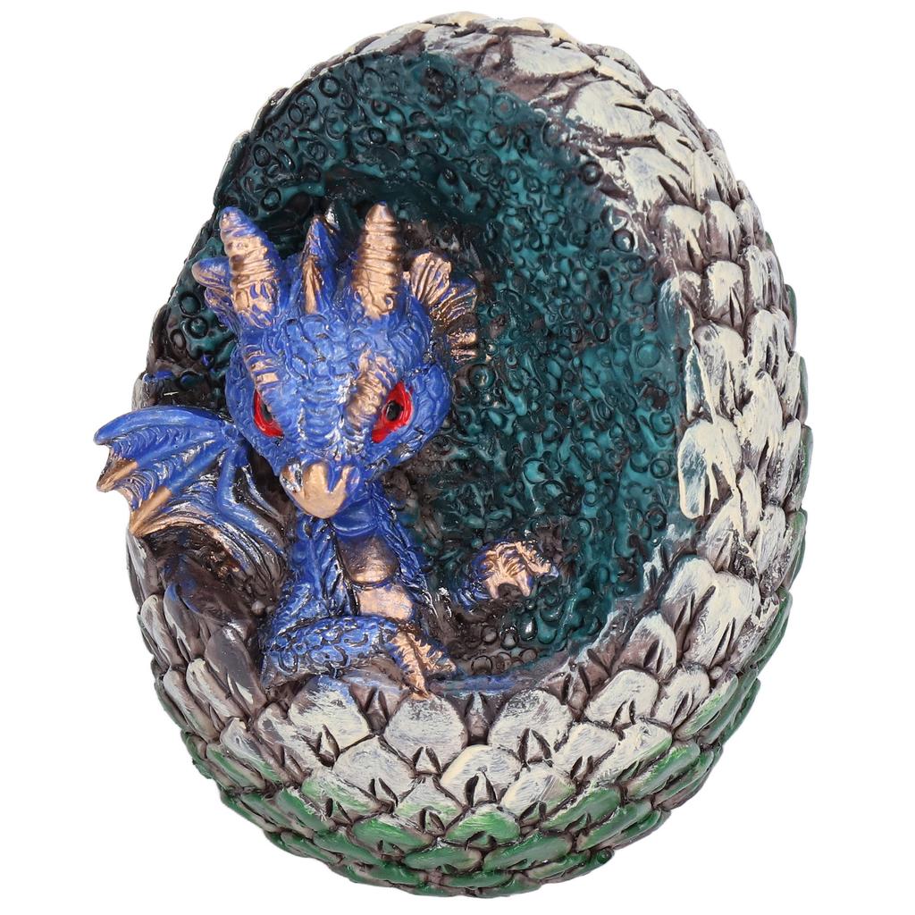 Dragon Egg Resin Material Interesting Decorative Cute Vivid Garden Animal Figurines for Living RoomBlue Dragon