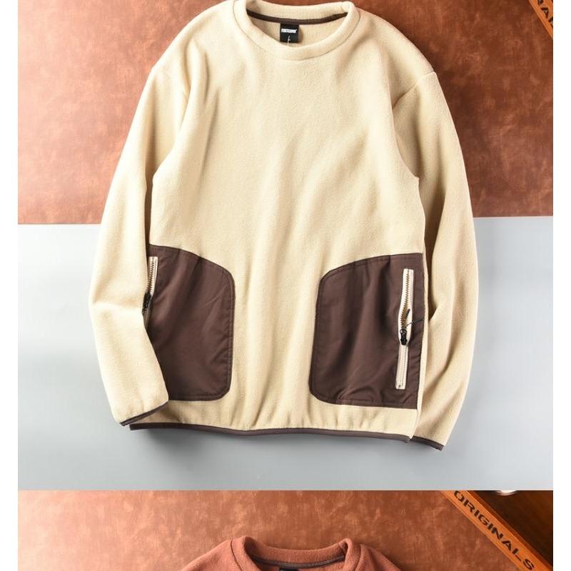 Jednobarevná polární fleecová zateplená pánská fleecová sportovní ležérní pulovrová mikina