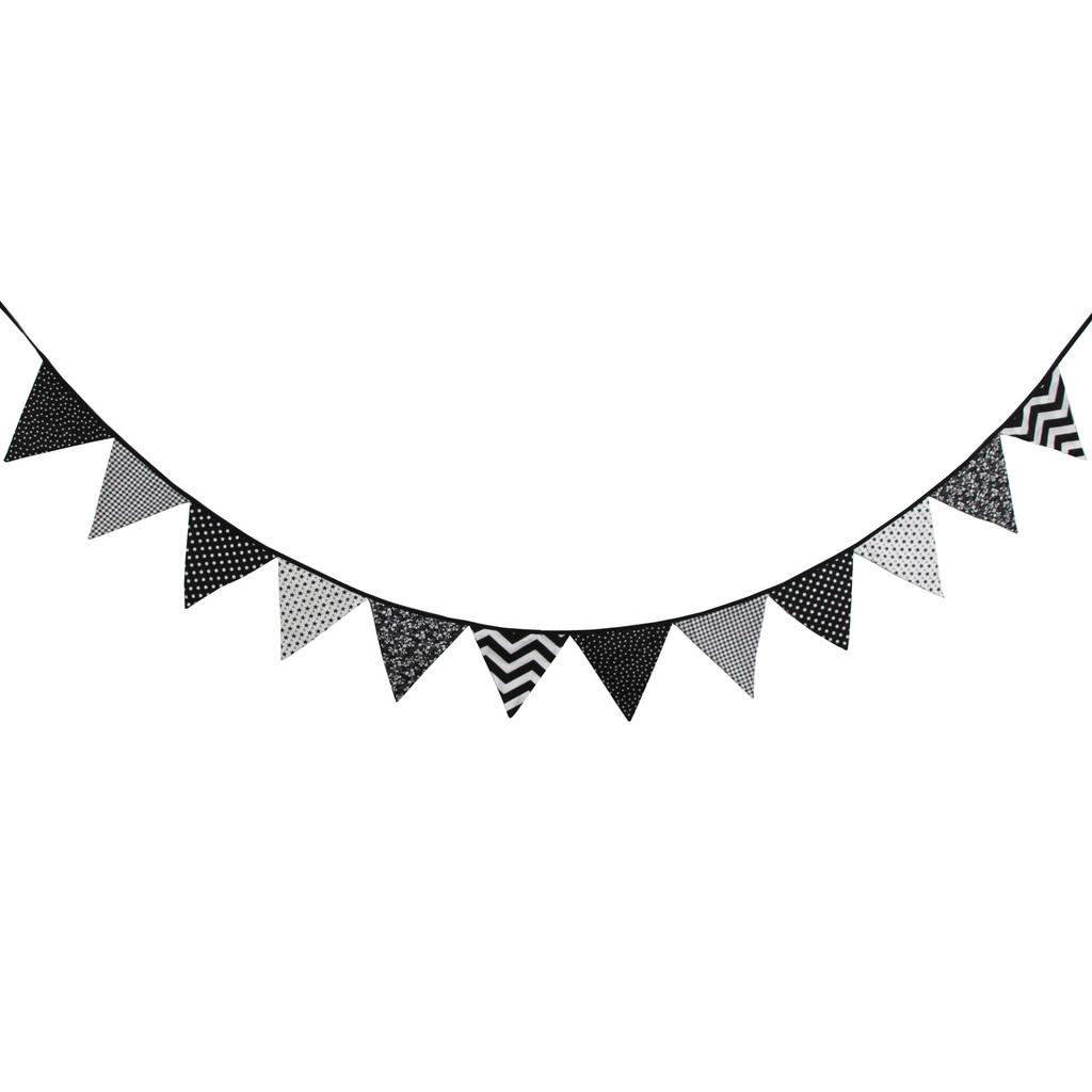 Black White Party Triangle Banner For Nursery Photos And Celebration Settings