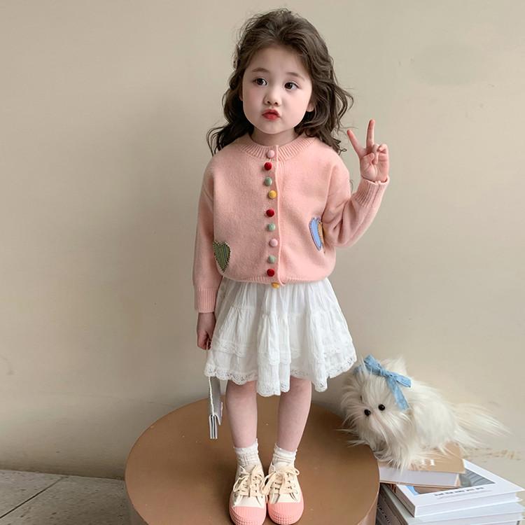 Модный вязаный кардиган для девочек - Весенне-осенний детский свитер 110 cm