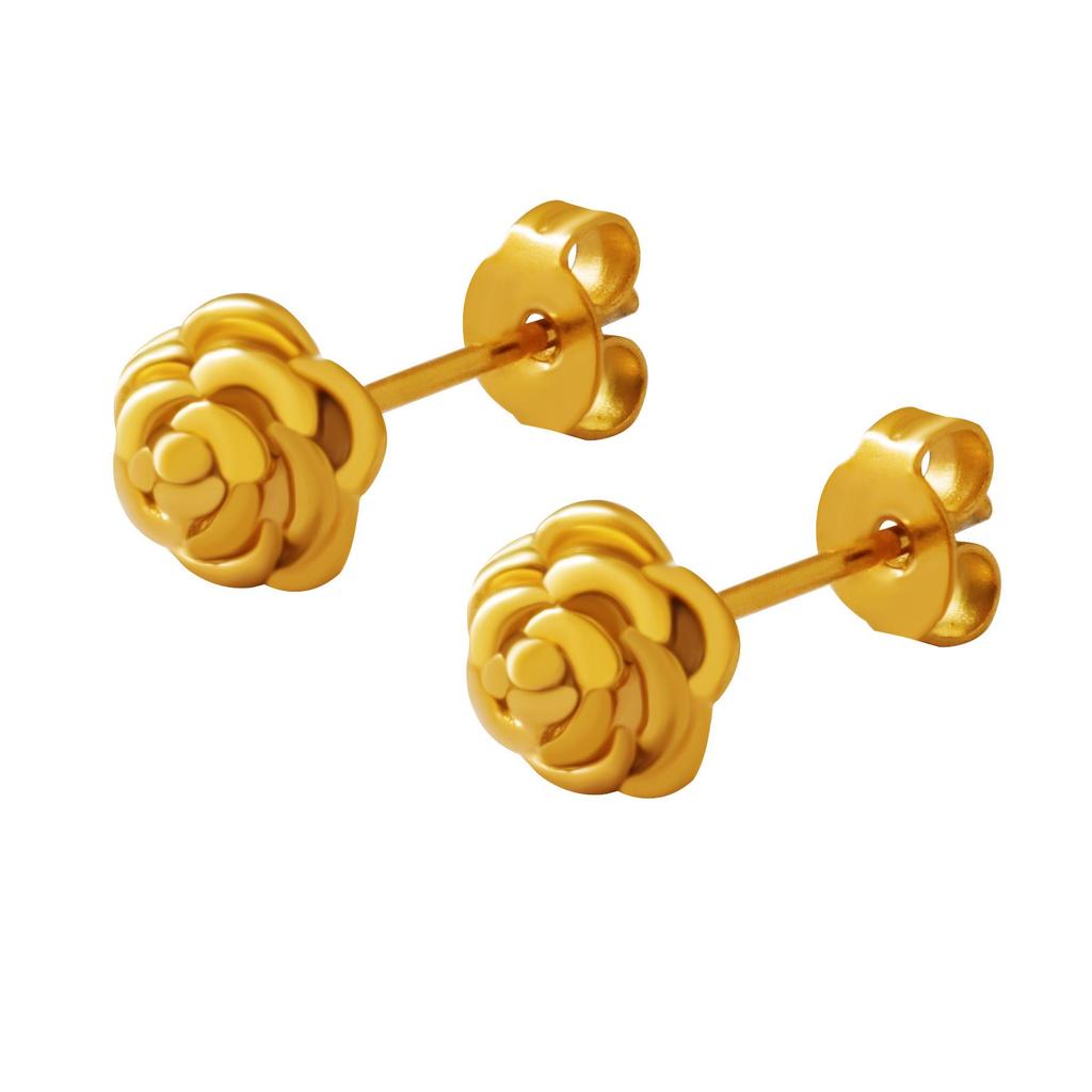 Lightweight 18K Gold-Plated French Floral Earrings - Versatile, Luxury Studs