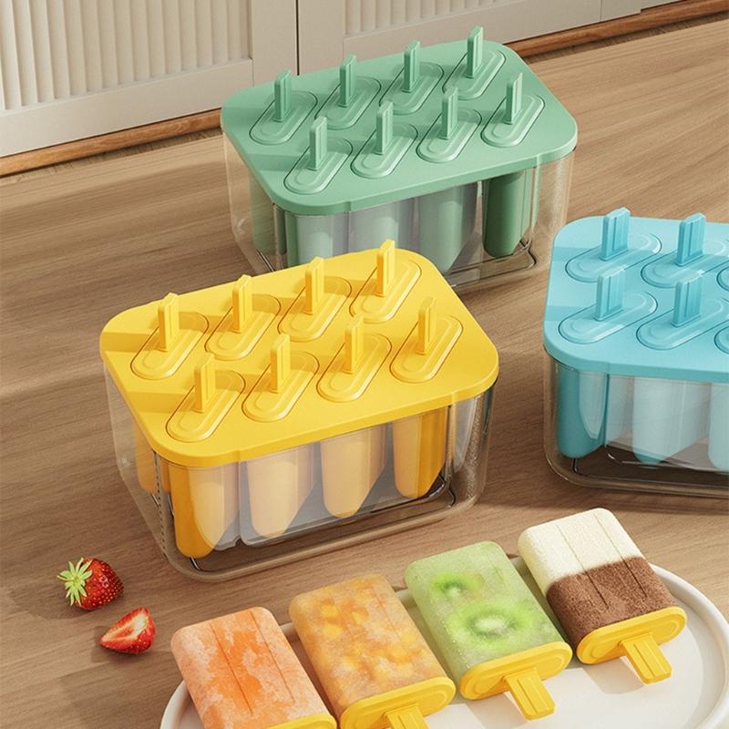 8 Compartments Popsicles Molds with Tight Sealing Lid for Homemades Ice Lolly Mould Kitchen Gadget