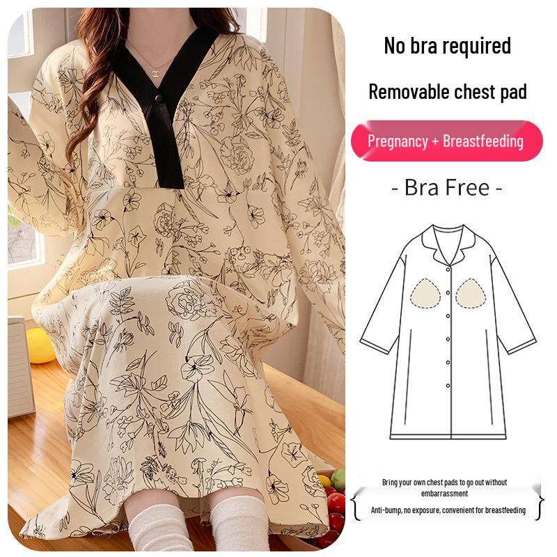 Maternity Labor and Postpartum Two-Piece Set: Summer/Autumn Nursing Gown and Inpatient Skirt for Pregnant Women