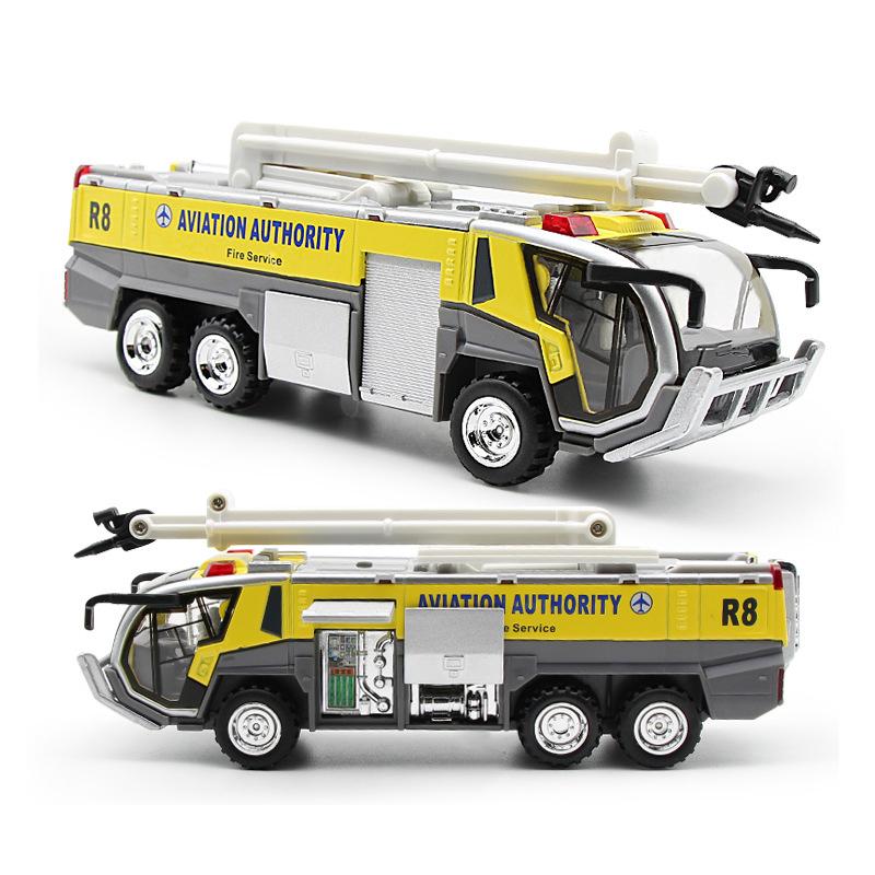 1/32 lotniskowe wozy strażackie dla chłopców, wóz strażacki zabawki Diecast silnik wozu strażackiego Pullback zabawka cierna pojazd inżynieryjny Model wozu strażackiego