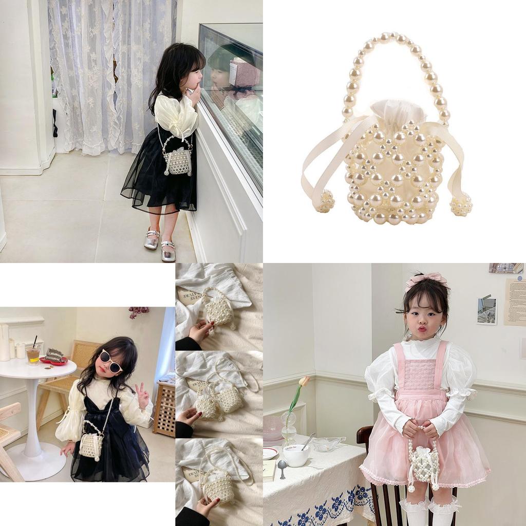 Trendy Childrens Pearl Chain Bag Modern Chic Handcrafted Weave Accessory Purse For Girls