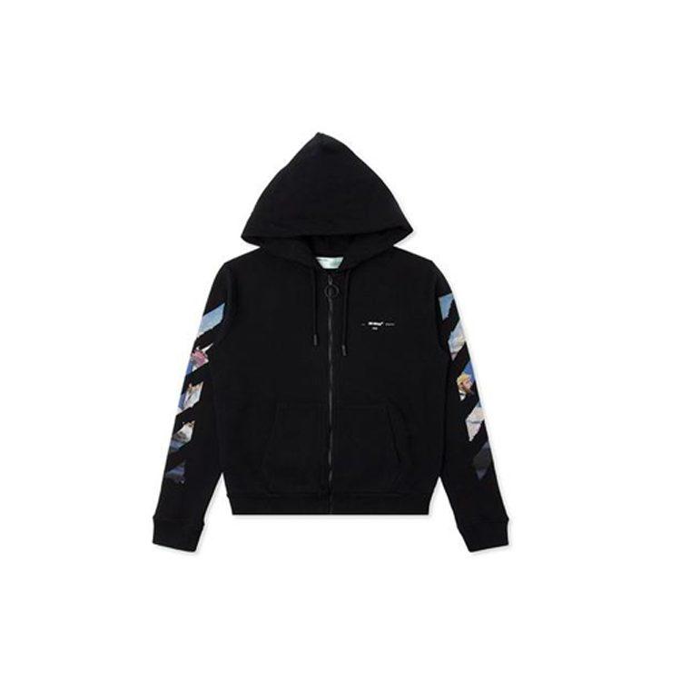 OFF WHITE Edouard Manet Floating Studio Arrows Zip Up Hoodie OMBE001G20FLE0011088
