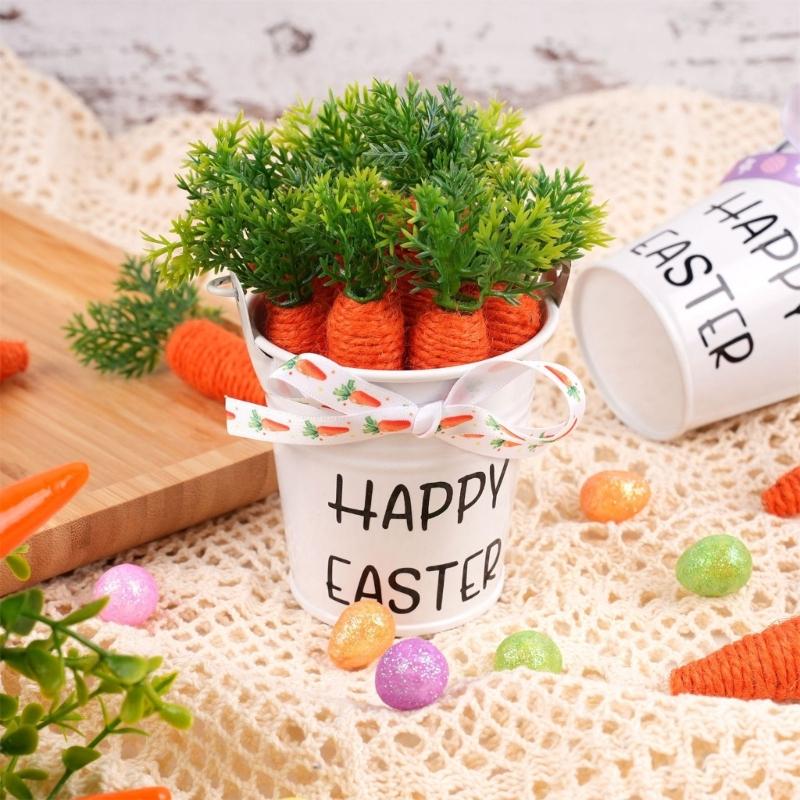 Pack of 1 DIY Flexible Easter Eggs and Carrot Decoration Set with Sponge Filling for Individualized Home Party Decors