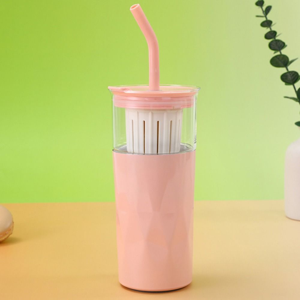 650ML Straw Cup 2 Layer Coffee Cup Water Bottle Vacuum Mug  Drinkware