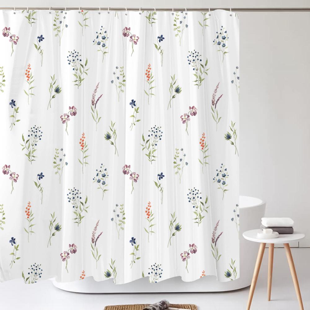 

Small Fresh Plant Cactus Leaves Print Shower Curtain Polyester Fabric Bath Curtain With Hooks Curtains For Bathroom Decoration W90xH180cm