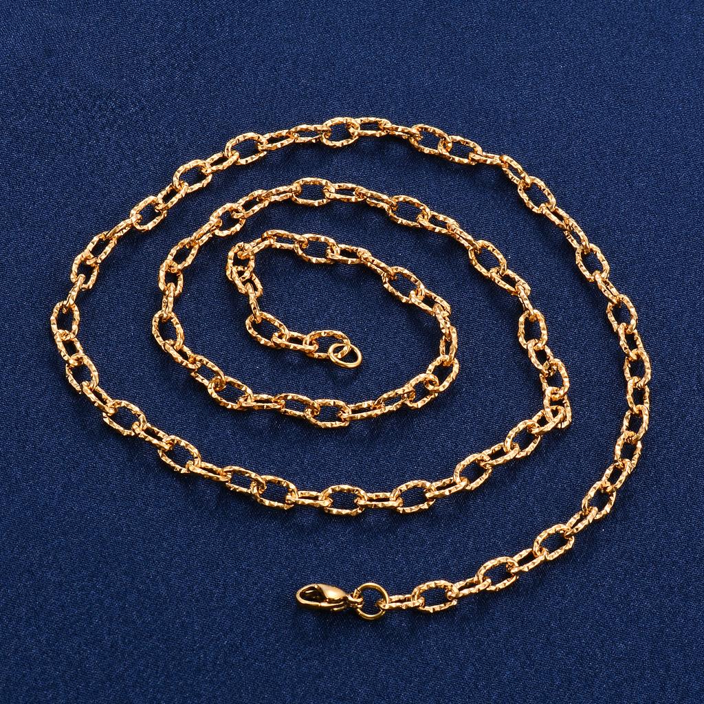 5/8,5mm Schickes Glitzer Edelstahl Halsketten Gliederkette Oval geschnitten Halskette für Damen Herren Minimalistisch Goldfarbe Choker Metall Schmuck