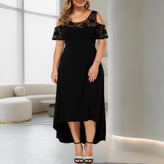 Vår Höst Dam Formell Klänning Spets Elegant Klänning Off Shoulder Plus Size Lång Sommarklänning Oregelbunden Fåll Maxiklänning Streetwear