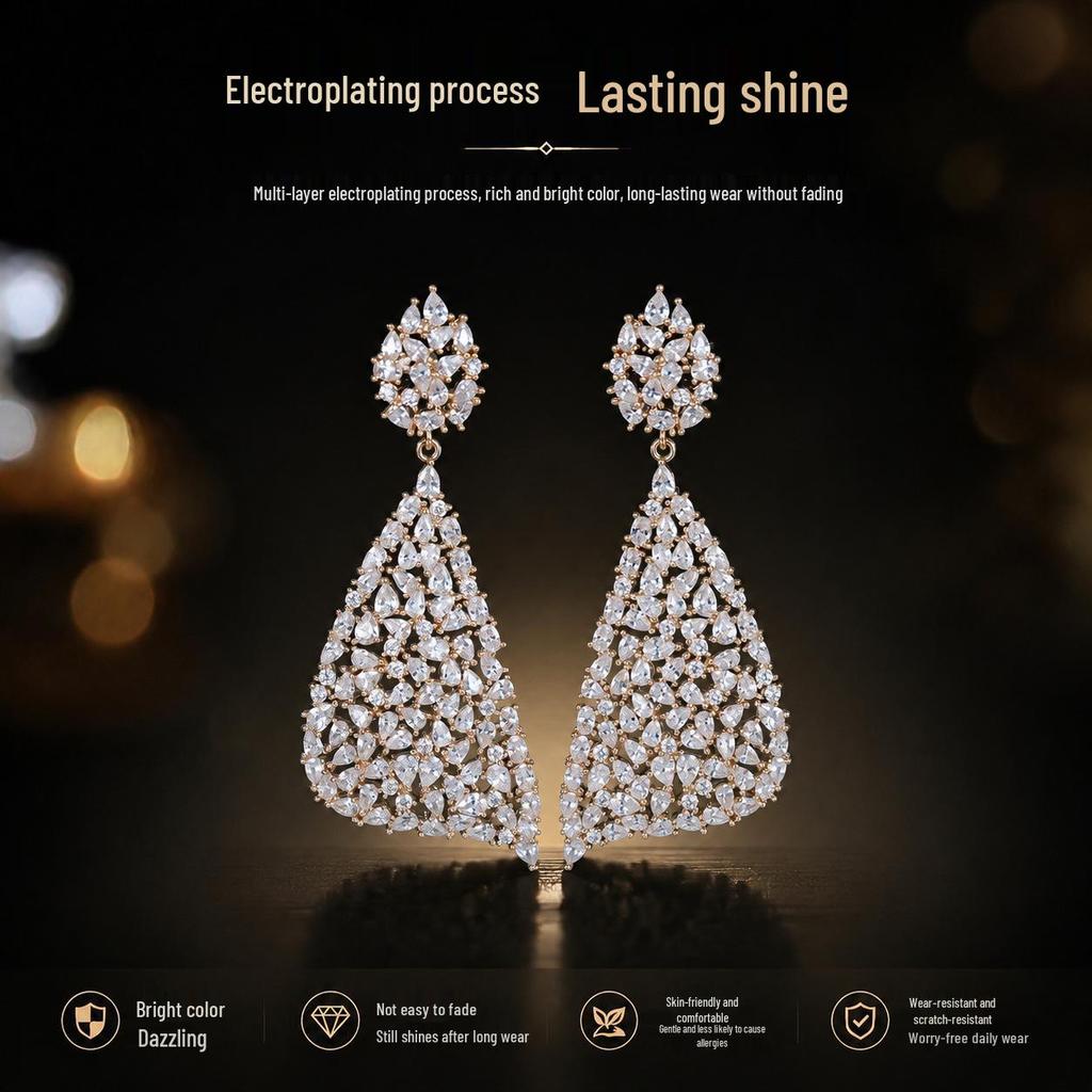 Orecchini Pendenti Lunghi in Argento Sterling S925 Zircone Stile Lusso Leggero 2026
