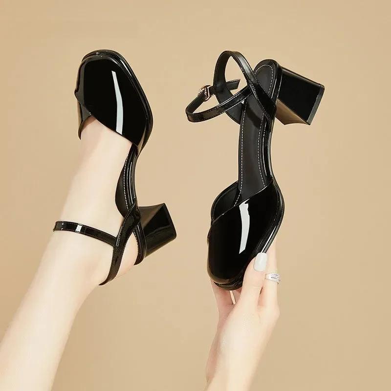 

Fashion Female Pink Comfort Spring & Summer Hollow Out Office High Heel Shoes Women Fashion Black Leather Shoes 40 чёрный