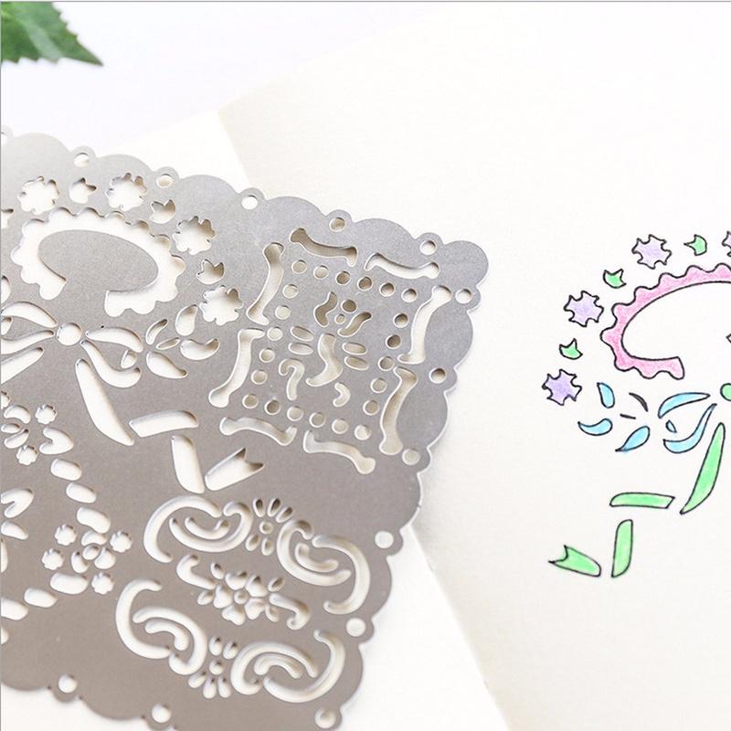 Multi Function Stainless Steel Doodle Drawing Rule with Lace Hollow Out