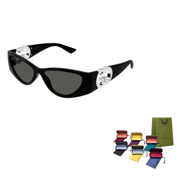 GUCCI Full Frame Detail Acetate Irregular Sunglasses Women's Black