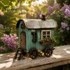 Resin Figurine for Home Decor Vintage Mini RV Statue, Retro Campervan House Figurine, Farmhouse Unique Collectible Craft Display Style Ornament Indoor