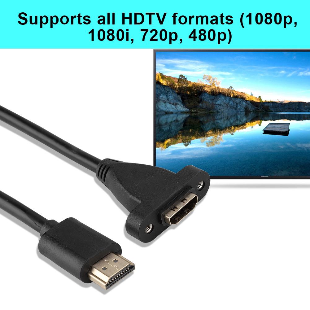 HDMI Male To Female High Speed Screw Panel Mount Extension Cable with Fixing Hole(1.2M)