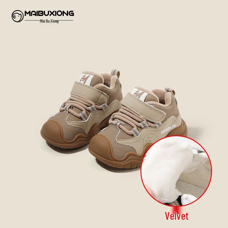 Buty sportowe dla malucha: Nowe jesienno-zimowe trampki z aksamitnym podszyciem dla niemowląt, dziewczynek i chłopców.