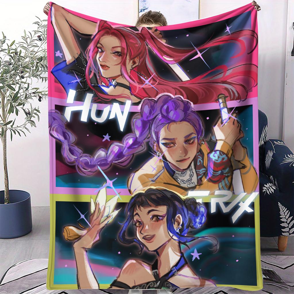 1Pc K-Pop Blanket Sajaboys Hunter Flannel Blanket Demon Hunters Print For Home Living Room Bedroom Decor New  Christmas Gift
