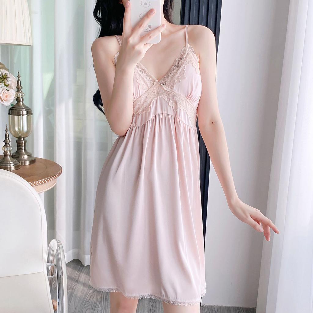 Ruth pajamas women's French pure desire ice silk suspender nightdress sexy lace pure desire court style loungewear
