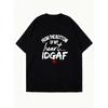 Oversized T-Shirt Black From The Bottom Of My Heart Idgaf With Red Heart Graphic Casual Streetwear For Women