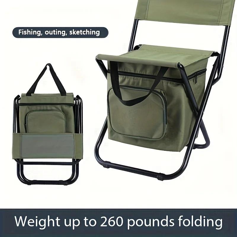 Portable Folding Camping Chair, Lightweight Backrest Stool Compact Folding Chair Seat, Outdoor Backrest Stool with Folding Bag