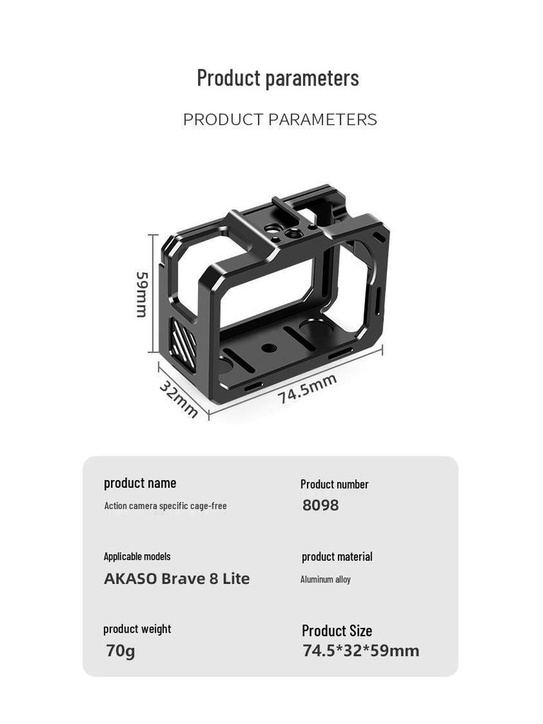 Aluminum Alloy Protective Frame for AKASO Brave8 Action Camera Accessories
