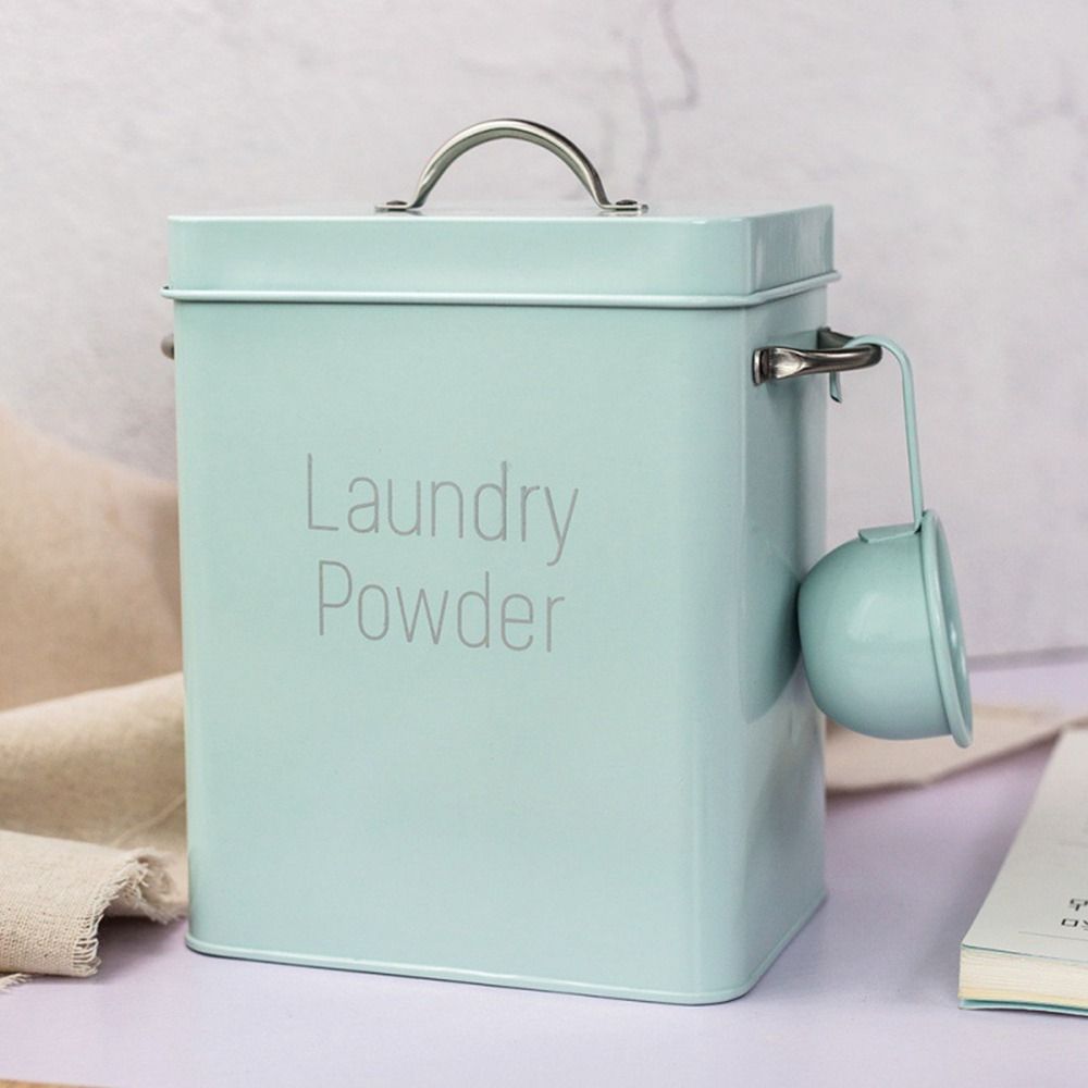 Lid Covered Tin Box Removable Washing Powder Box Laundry Container Washing Dispenser Sealed Box