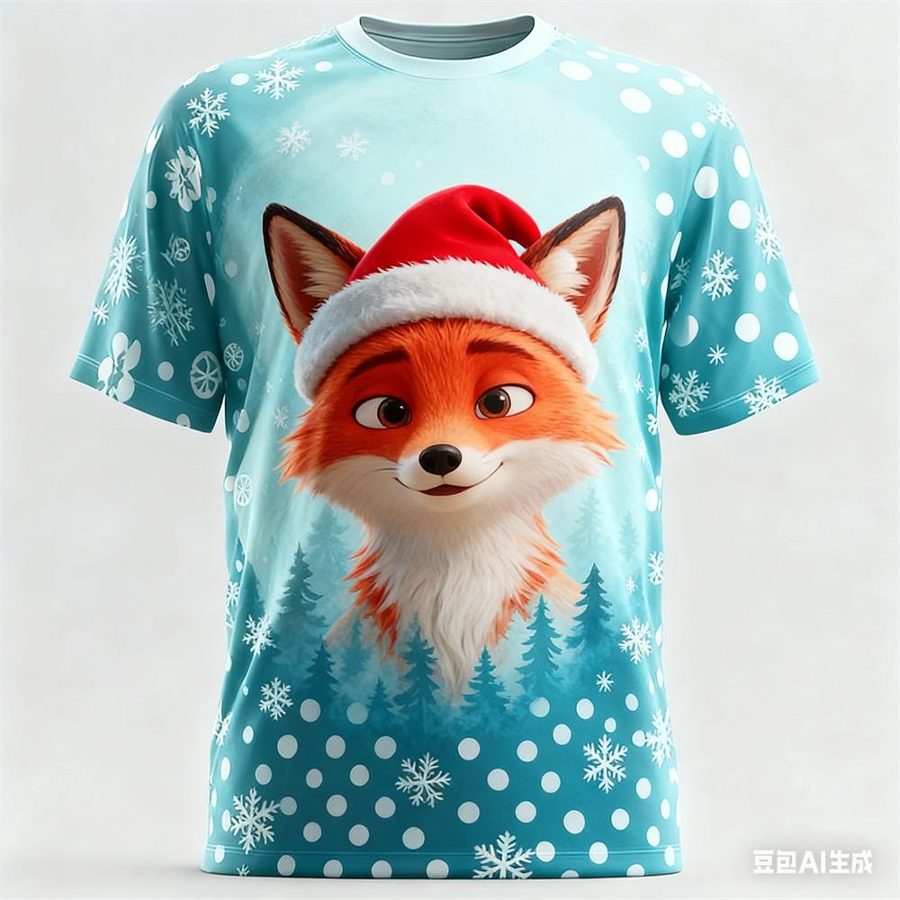 Letní tričko s kulatým výstřihem, 3D vánočním kresleným zvířecím vzorem, módní, ležérní, s krátkým rukávem, chlapecké dětské tričko