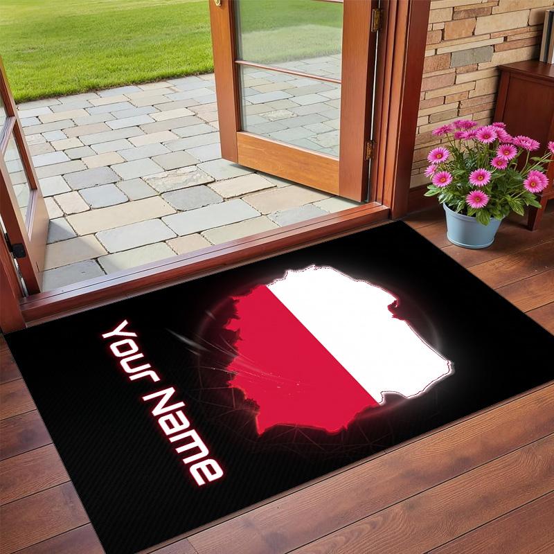 Crystal Velvet Rug Custom Name Text, Soft Non Slip Floor Mat Home DecorPoland