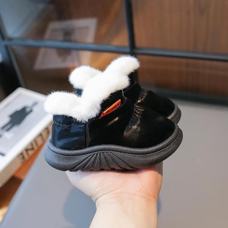 Winter New Children's Snow Boots for Girls Waterproof Baby Indoor Cotton Shoes Soft Sole Boys Cotton Boot Outdoor Fur Thickening