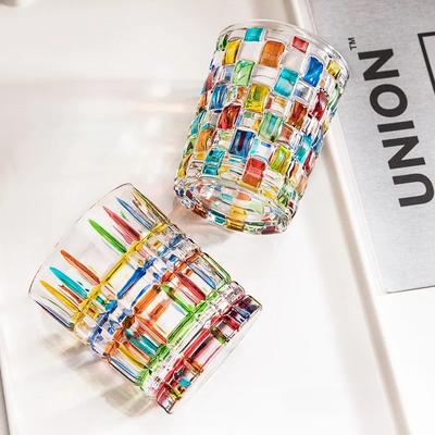 Italy Zecchin Design Multicolor Crystal Whisky Glasses Gothic Old Fashioned Rock Glass Hand Painted Dazzle Color Whisky Tumbler